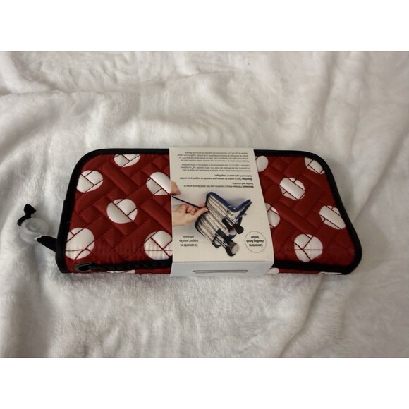 NEW Lug Women's Quilted Sleeper Travel Makeup Brush Holder Red Dot - Picture 8 of 9
